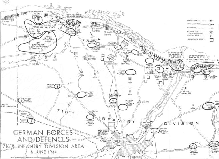 German Forces and Defences - 716th Infantry Division Area - June 6, 1944.