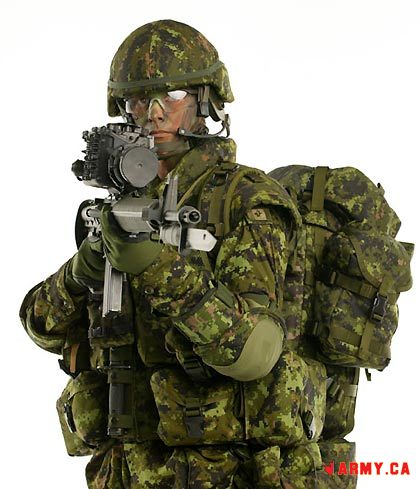 Canadian soldier in full kit