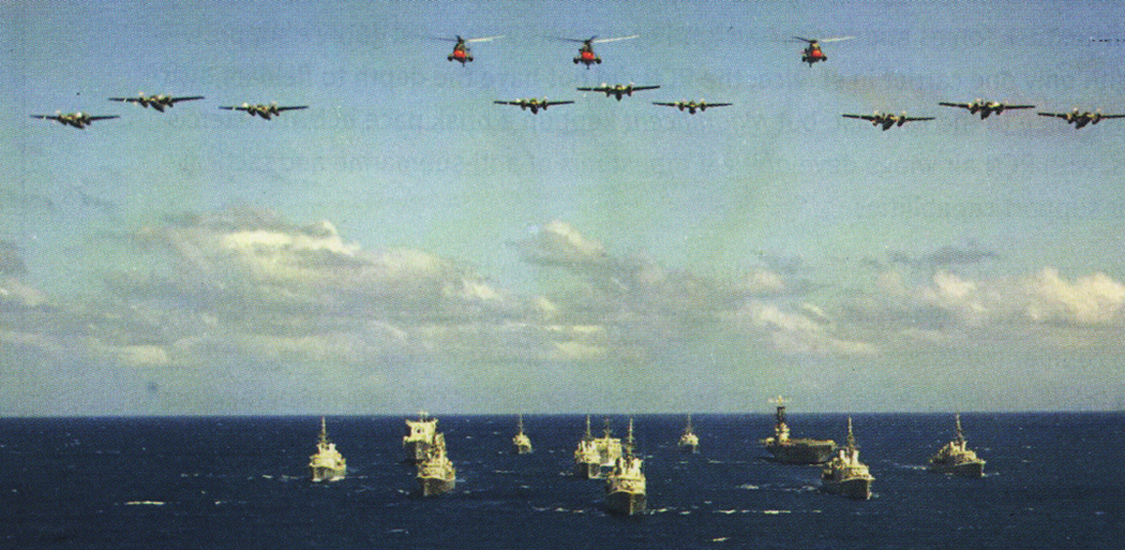 Our very own carrier battle group, including the HMCS Bonaventure. This picture dates from sometime in the 1960s. 