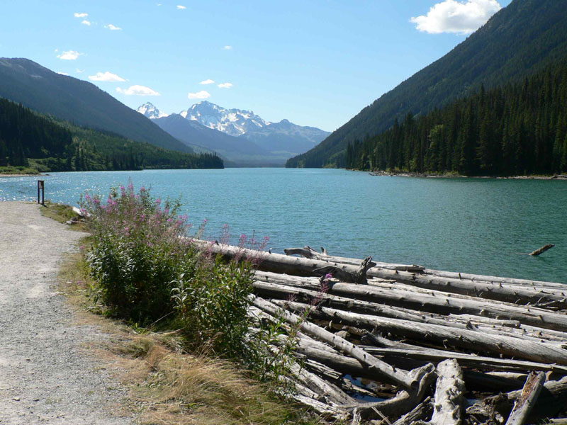 Duffy Lake, on the greatest highway in Canada, between Lillooet and Pemberton, BC.  We met MANY motorcycles and a BMW tour group/convoy on the highway.