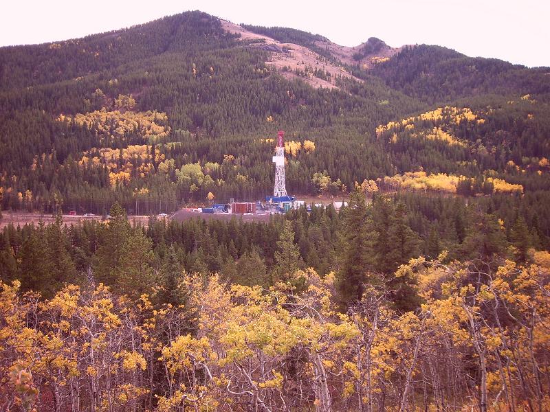 Nabors rig drilling for gas in southern Alberta in the bow crow forest reserve