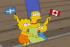 Marge waving the Canadian flag