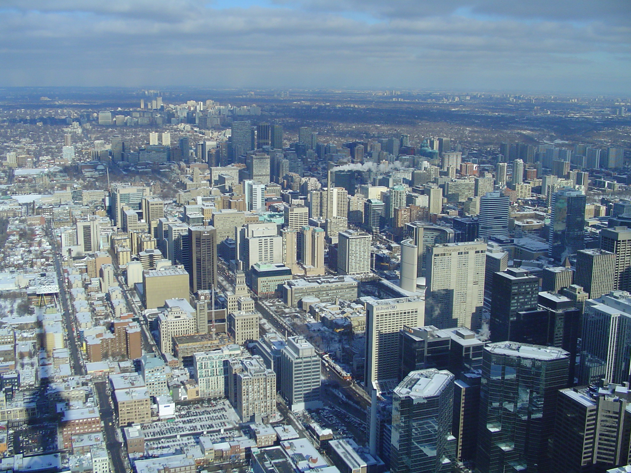 This is central Toronto and a part of the finacial district. The one who guesses right where this picture was taken from gets 100