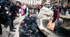 Rome: Climate activists dye Spanish Steps fountain water black