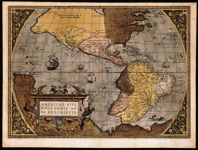 This is perhaps the most famous map of America published in the sixteenth century. It gives a good idea of the Atlantic coast of Canada and the St. Lawrence Valley. 

