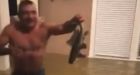 Gone fishing' Man dives to catch fish in house flooded by Harvey