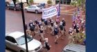 Group considered to be white nationalists seen marching through Indianapolis