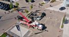 Vehicles in sinkhole at south Edmonton dealership