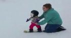 Toddler celebrates 1st birthday by snowboarding